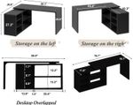 Versatile L-Shaped Desk with Shelving Black Adjustable Office Furniture