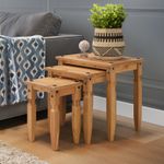 Corona Nest of Tables Piccolo Mexican Solid Wood Pine Wooden Side End Lamp 3