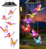 Hanging Wind Chime Colour Changing Solar Powered LED Butterfly Lights Garden