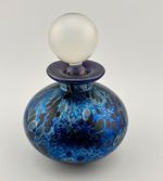 Isle of Wight Glass Iridescent Blue Perfume Bottle with Frosted Ball Stopper