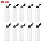 10PC 100ml Travel Bottles For Toiletries Cleaning Black Fliptop Small Containers