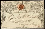 Mulready 1d Black letter-sheet DISPLACED STEREO A4 Forme 1 3 JUL 1840 RED MX