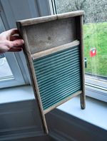 Antique Scottish wooden and textured glass Wash Board- Vintage