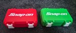 Snap-on Plastic Tool Organiser Compartment Boxes 2pc Red/Green 6x4x2in