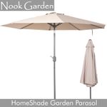 Garden Parasol 2.7m HomeShade Colour Stone Grey outdoor durable NOOK GARDEN