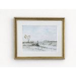 William Henry Ford Original Watercolour Norfolk Coastal Harbour Scene Framed