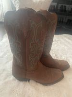 Women’s Justin Boots Brown Leather Western Cowboy Boots Tesl Embroidered Size 8