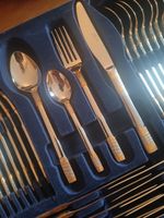 Suissine 18/10 Stainless Steel Cutlery Set, 96 Piece. Gold Trims.