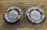 ANTIQUE 2 X PLAYERS NAVY MIXTURE ADVERTISING COPPER WALL HANGING PUB ASHTRAYS