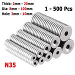 N35 Super Strong Ring Round Disc Magnets Rare Earth NdFeB Countersunk With Hole