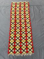 Vintage Moroccan Runner Rug 2'2" x 5'8" Red Yellow Geometric Shag Hallway Carpet