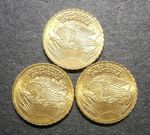 USA toy money x3 - Saint-Gaudens $20 double eagle 1907-1933 not found in Rogers