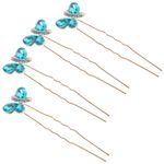 4Pcs Bridal Rhinestone Hair Pins Blue Wedding Hair Accessories for Women Alloy