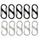 10Pcs S Shape Black/Colour/Chrome Carabiner Keyring Clip Dual Open S/M/L UK SELL