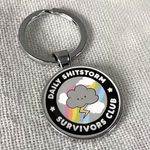 Daily Shitstorm Survivors Club Round Silver Metal Keyring Bag Charm Funny Gift