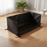 Hay rack with wipeable rim, leak-proof hay mat for enclosures
