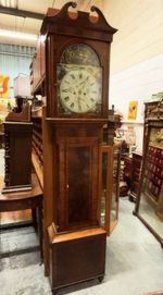 Scottish Mahogany Longcase Clock, Painted Face With Cotters Saturday Night Theme