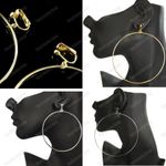 CLIP ON 7/9/10cm HOOPS fashion SILVER/GOLD hoop EARRINGS 3/3.5/4" big HUGE round