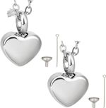2 Pack Small Heart Shaped Cremation Jewelry Ashes Ur Shaped Necklaces