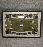 Vintage Old Bleach Irish Linen Green Woven Luncheon Set 4 x Placemats & Napkins