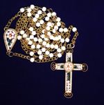 Vintage Handmade MICROMOSAIC Tesserae Flower Rosary ITALY