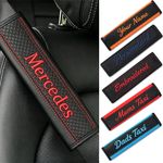Personalised Black P Leather Seat belt Cover - Embroidered Name - Seatbelt Pad