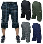 New Mens 3/4 Long Length Shorts Elasticated Waist Cargo Combat Three Quarter 01m