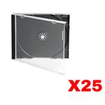 25 x CD JEWEL CASES COMPLETE WITH BLACK TRAYS / HIGHEST PREMIUM QUALITY