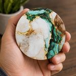Sage Green Marble Effect Coaster with Gold Veins | Neutral Luxury Drink Coaster