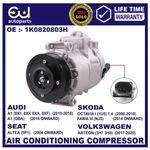 AIR CON COMPRESSOR PUMP FOR AUDI A1 A3 A6 Q2 Q3 TT ROADSTER SEAT ALHAMBRA ALTEA