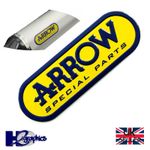 New Arrow 3D Small Exhaust Sticker Heat Resistant Aluminium 95 x 30 Yellow Blue