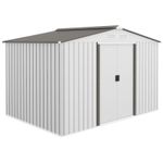Outsunny 9 x 6FT Galvanised Garden Storage Shed with Sliding Door, Silver