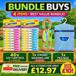 Clothes Pegs 40 Pack Strong Washing Line Peg Bag Bundle Soft Grip Laundry Set