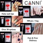 CANNI 500 Pieces False Fake Nails STILETTO COFFIN OVAL SQUARE CURVE FRENCH TIPS