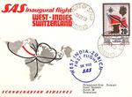 TRINIDAD AND TOBAGO Air Mail SAS FIRST FLIGHT 1969 Switzerland Zurich Card WQ278