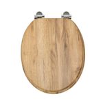 18" UNIVERSAL BATHROOM TOILET SEAT WOODEN EASY FIT WC SEAT WITH FITTINGS