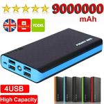 900000mAh Power Bank 4 USB LED Fast Charger Battery Pack for Mobile Phone