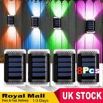 8x SUPER BRIGHT SOLAR POWERED DOOR FENCE WALL LIGHTS LED OUTDOOR GARDEN LAMP fee