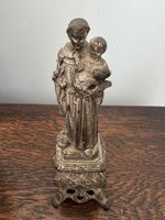 Antique Metal Statue - Saint Anthony of Padua Holding the Infant Jesus