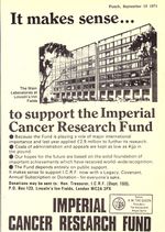 1971 Charity Appeal Advert for 'Imperial Cancer Research Fund' #4 Small Print Ad