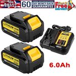 For DeWALT Battery /Charger 20V XR 6.0Ah Li-ion DCB200 DCB184 DCB182 COMBI Slide