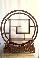 Rare Early 20th Century Chinese Hongmu Display Stand Hand Carved Circular Shelf