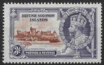 Br Solomon Islands 1935 3d Silver Jubilee 'Diagonal Line' Variety SG54f VLHM