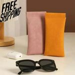 2x Magnetic Glasses Case With Spring Top Soft Leather Case Pouch For Sunglasses