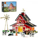 Funwhole Cow Barn 1368 PCS Building Set – Winter Rural Farm Display