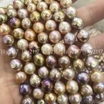 Genuine Natural 11-12MM South Sea Multi-Color Baroque Pearls Loose Beads 15"