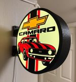 Chevrolet Camaro Lighted Round Double-Sided Wall Sign - Automobiles Theme