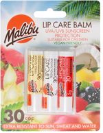 Malibu Sun SPF 30 Lip Balm Sunscreen, Vanilla, Tropical, Strawberry, 3 x 5g