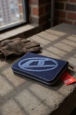 DIESEL Continental Zip Men's Wallet One Size Blue Denim Look Zip RRP120 *