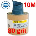 10 metres RB406 80 grit Hermes Jflex Cloth Backed J Flex Sandpaper Woodturning